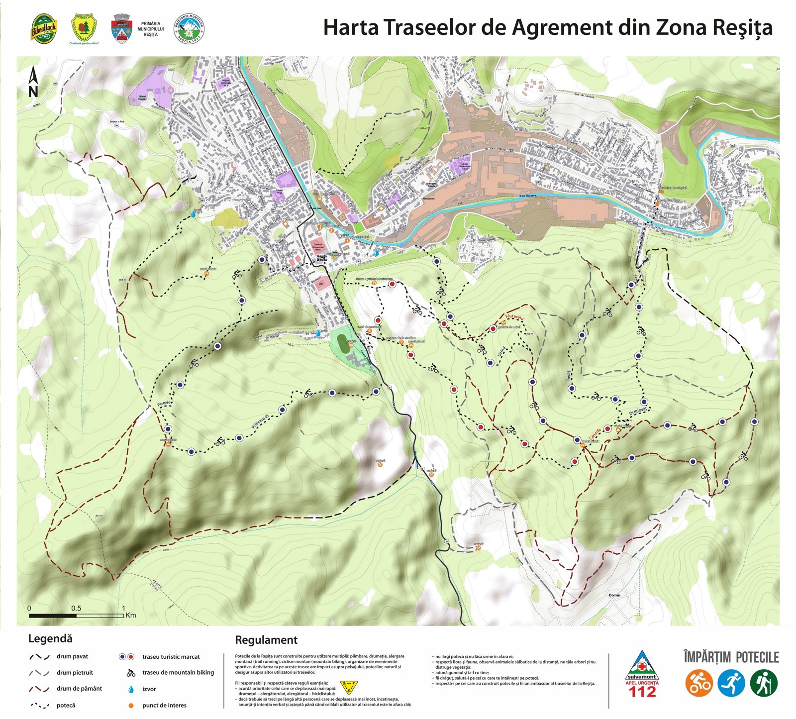 Harta traseelor Potecile Reșiței
